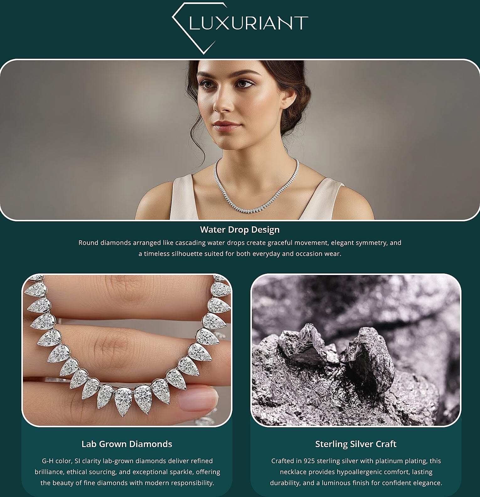 Luxuriant Lab Grown Diamond G-H SI 5.00 ctw Necklace in Platinum Over Sterling Silver 18 Inches Banner