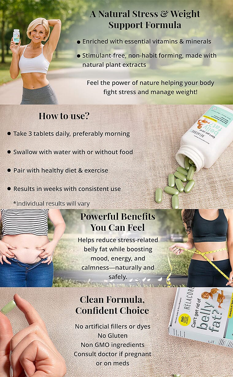 Relacore® Belly Fat Extra Belly Bulge Supplement (90 Tablets) Banner