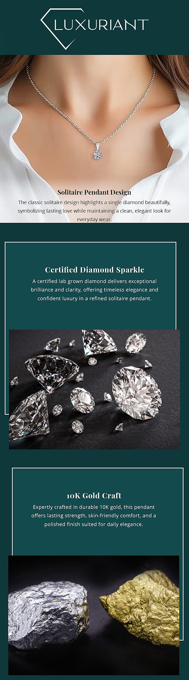 Luxuriant Lab Grown Diamond E-F VS 1.00 ctw Solitaire Pendant without Chain in 10K White Gold (Del. in 10-12 Days) Banner