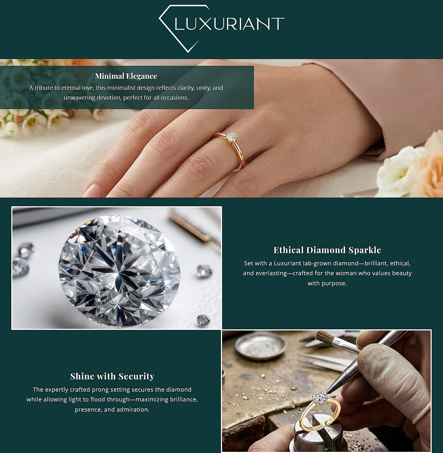 IGI Certified Luxuriant Lab Grown Diamond (E-F, VS) Solitaire Ring in 14K Yellow Gold 1.00 ctw Banner