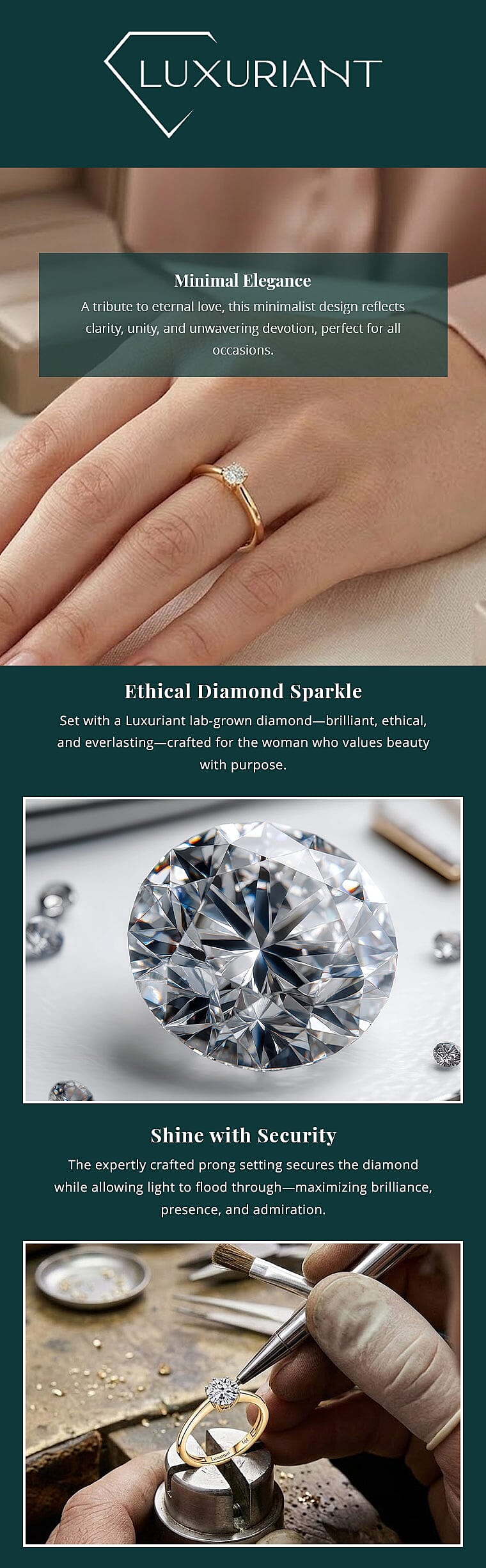 IGI Certified Luxuriant Lab Grown Diamond (E-F, VS) Solitaire Ring in 14K Yellow Gold 1.00 ctw Banner