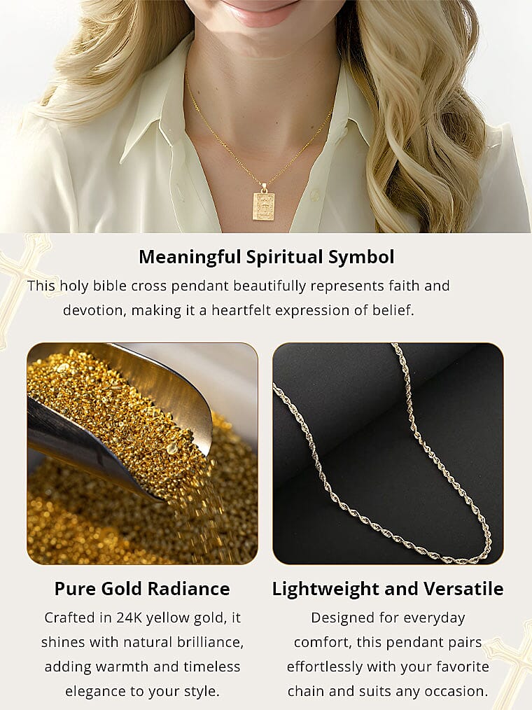 Holy Bible Cross Pendant without Chain in 24K Yellow Gold 1.30 Grams Banner