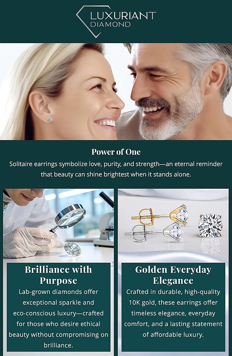 IGI Certified Luxuriant Lab Grown Diamond E-F VS 2.00 ctw Solitaire Stud Earrings Banner