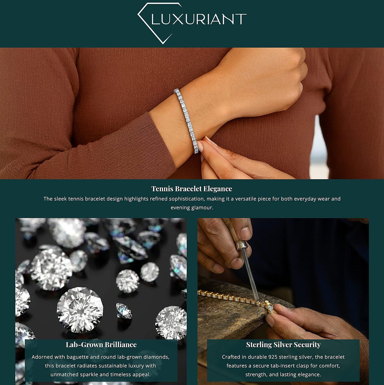 Luxuriant Lab Grown Diamond 3.00 ctw Tennis Bracelet in Sterling Silver (7.25 In) Banner