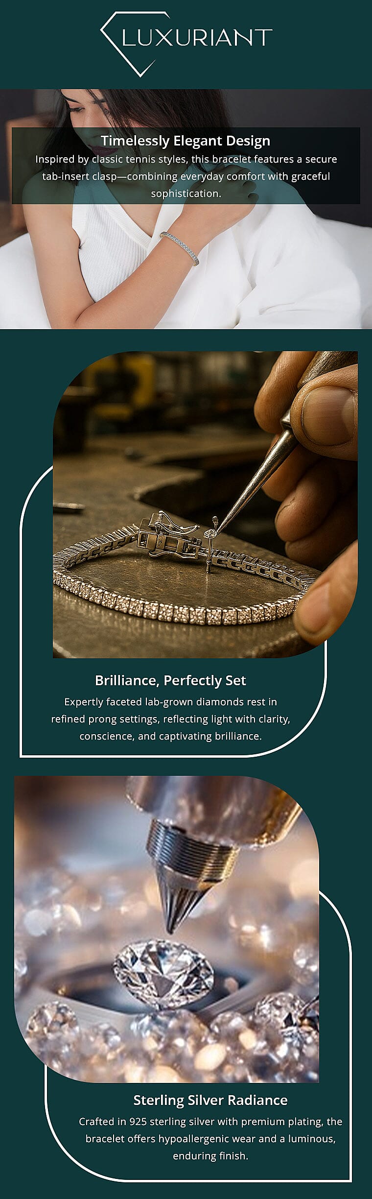 Luxuriant Lab Grown Diamond E-F VS 10.00 ctw Tennis Bracelet in Rhodium Over Sterling Silver (6.50 In) Banner