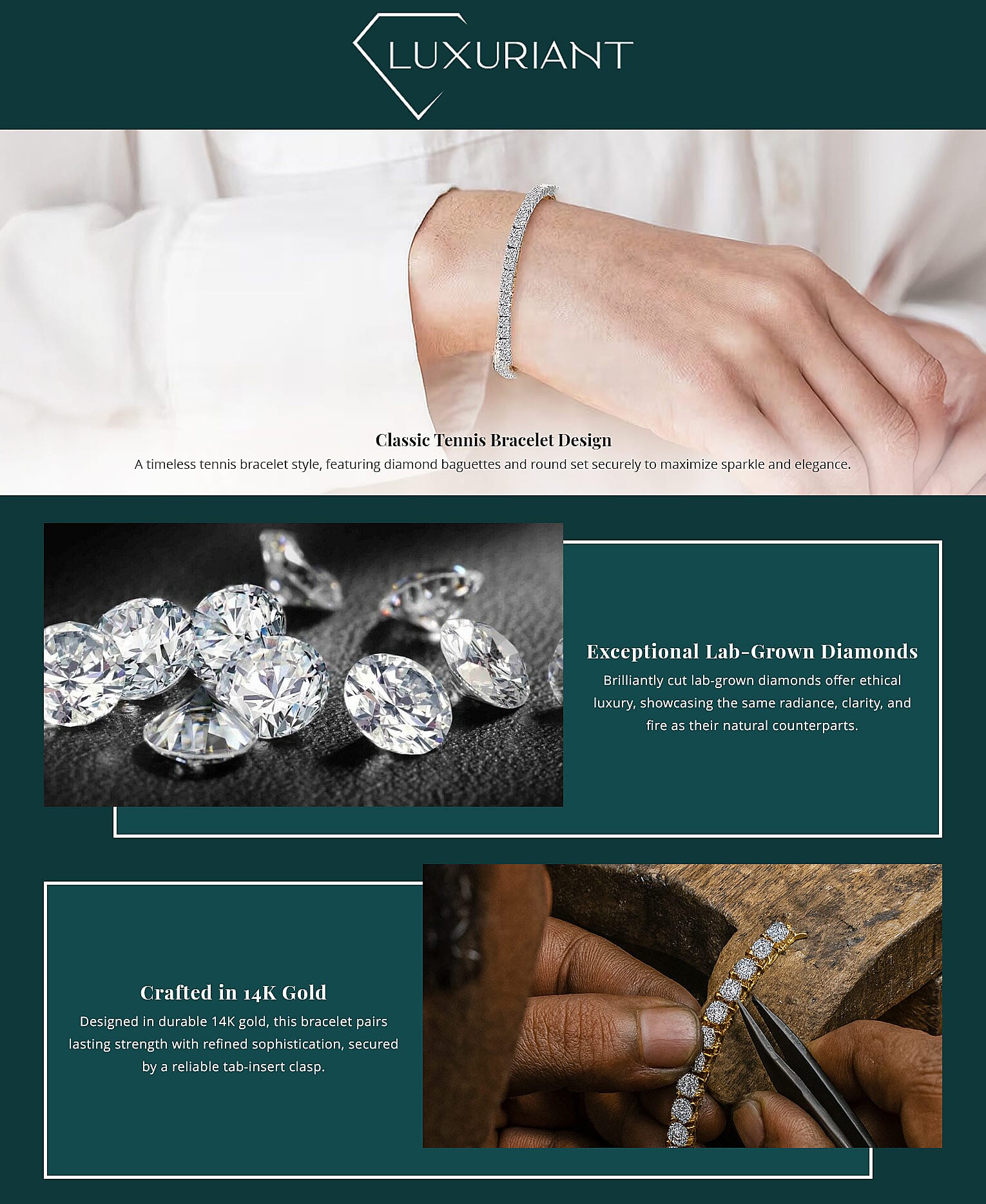 Luxuriant Lab Grown Diamond G VS 10.00 ctw Tennis Bracelet in 14K White Gold (7.25 In) Banner