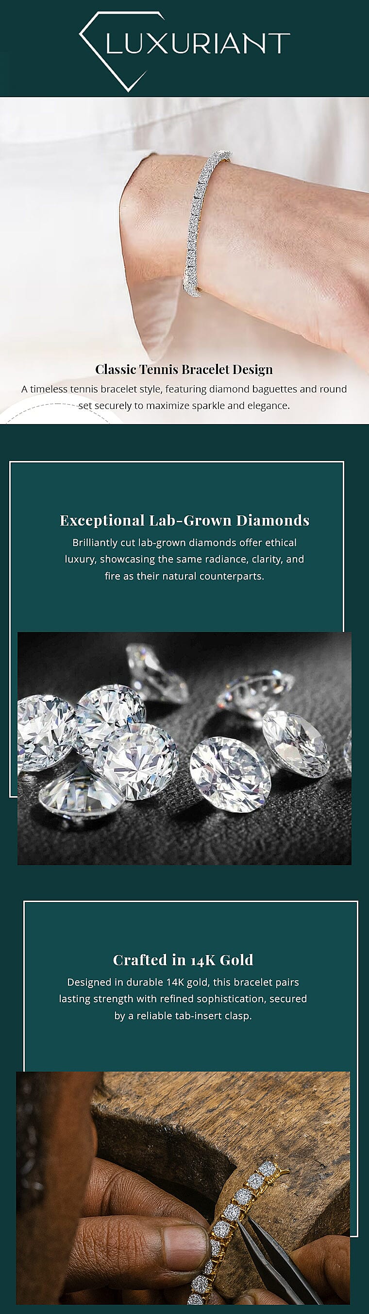 Luxuriant Lab Grown Diamond G VS 10.00 ctw Tennis Bracelet in 14K White Gold (7.25 In) Banner