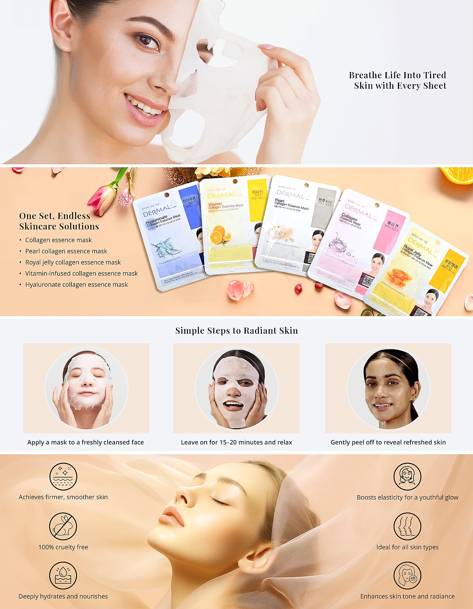 Dermal Korea Collagen Sheet Mask Set of 28 Banner