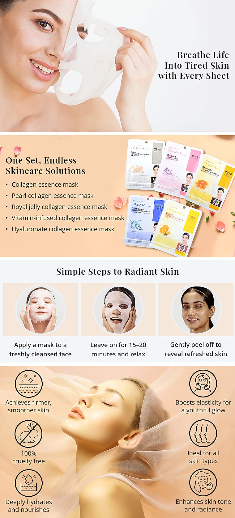 Dermal Korea Collagen Sheet Mask Set of 28 Banner