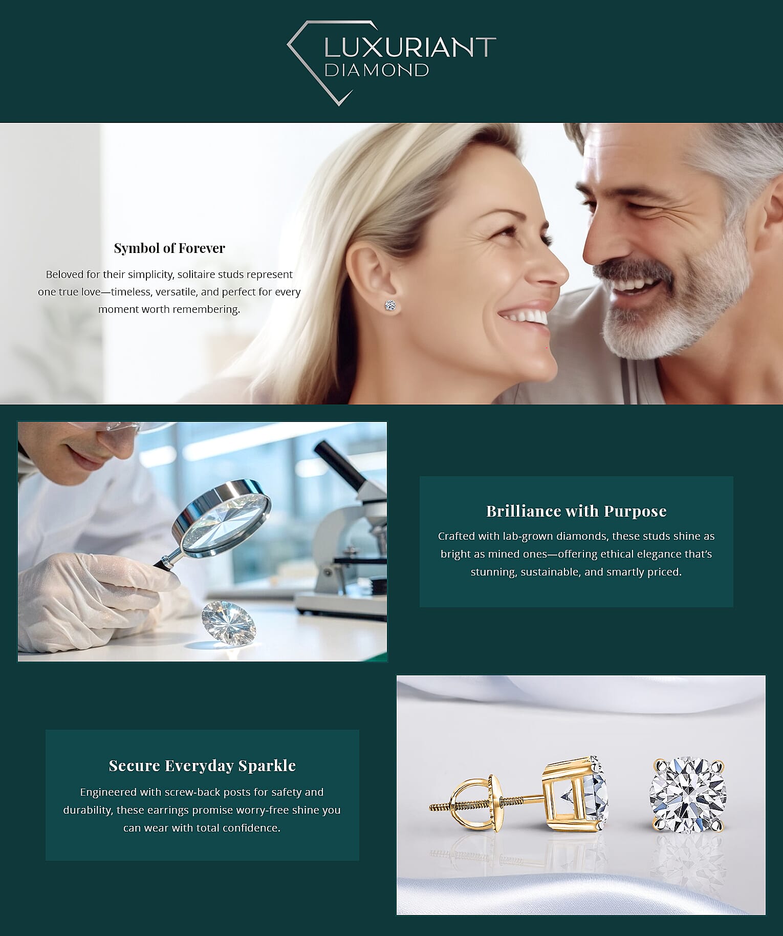 Luxuriant Lab Grown Diamond G SI1 1.00 ctw Solitaire Stud Earrings Banner