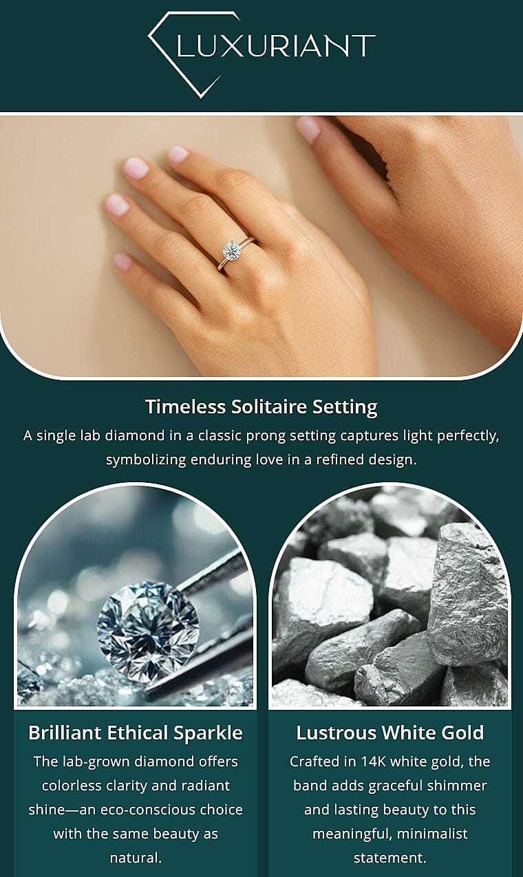 Luxuriant Lab Grown Diamond SI 1.00 ctw Solitaire Ring in 14K White Gold Banner