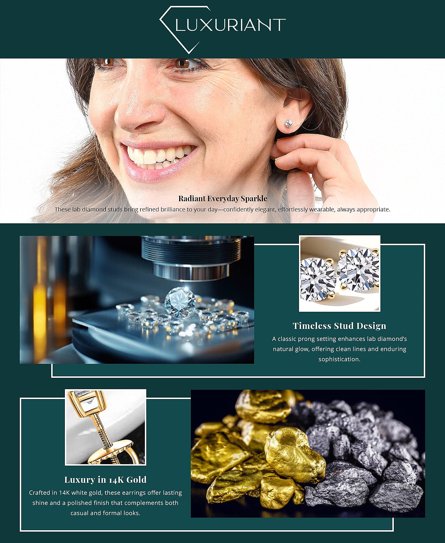 Luxuriant Lab Grown Diamond G VS 2.00 ctw Stud Earrings in 14K White Gold Banner