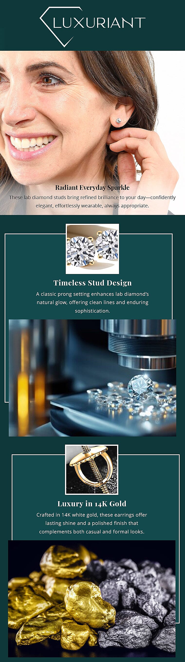 Luxuriant Lab Grown Diamond G VS 2.00 ctw Stud Earrings in 14K White Gold Banner