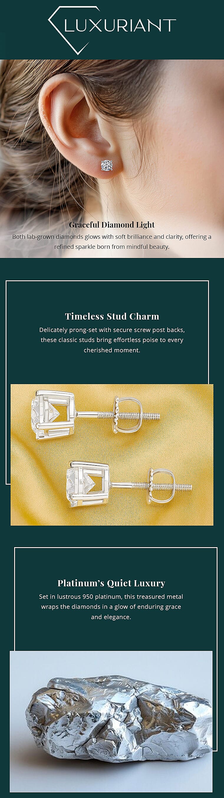 Luxuriant Lab Grown Diamond G VS 2.00 ctw Stud Earrings in 950 Platinum Banner