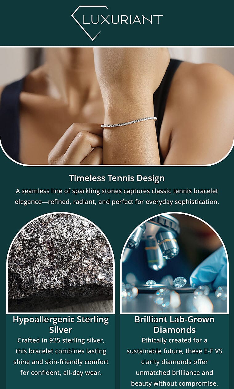 Luxuriant Lab Grown Diamond E-F VS 3.00 ctw Tennis Bracelet in Rhodium Over Sterling Silver (6.50 In) Banner