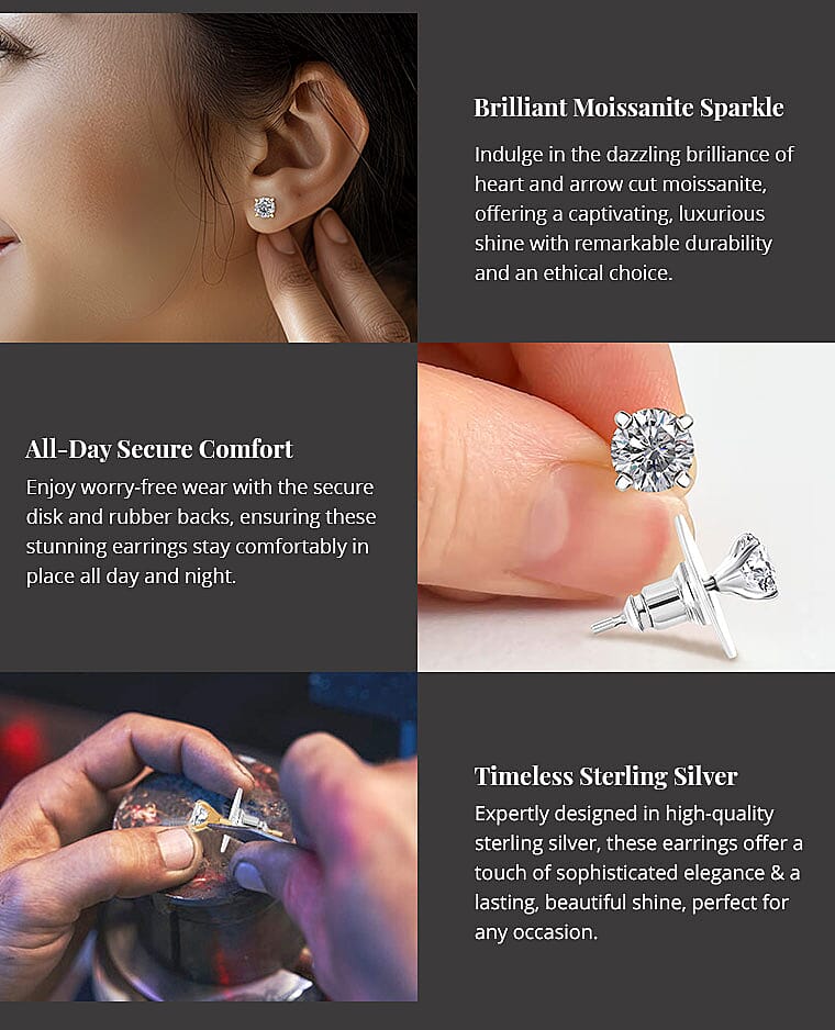 D'Joy Heart and Arrow Cut Moissanite 1.00 ctw Solitaire Stud Earrings Banner