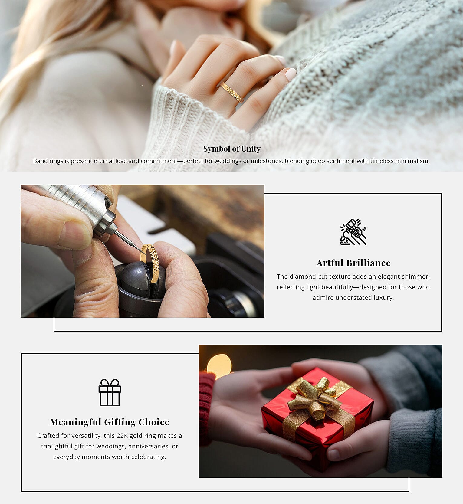 Diamond-Cut Band Ring in 22K Yellow Gold Banner