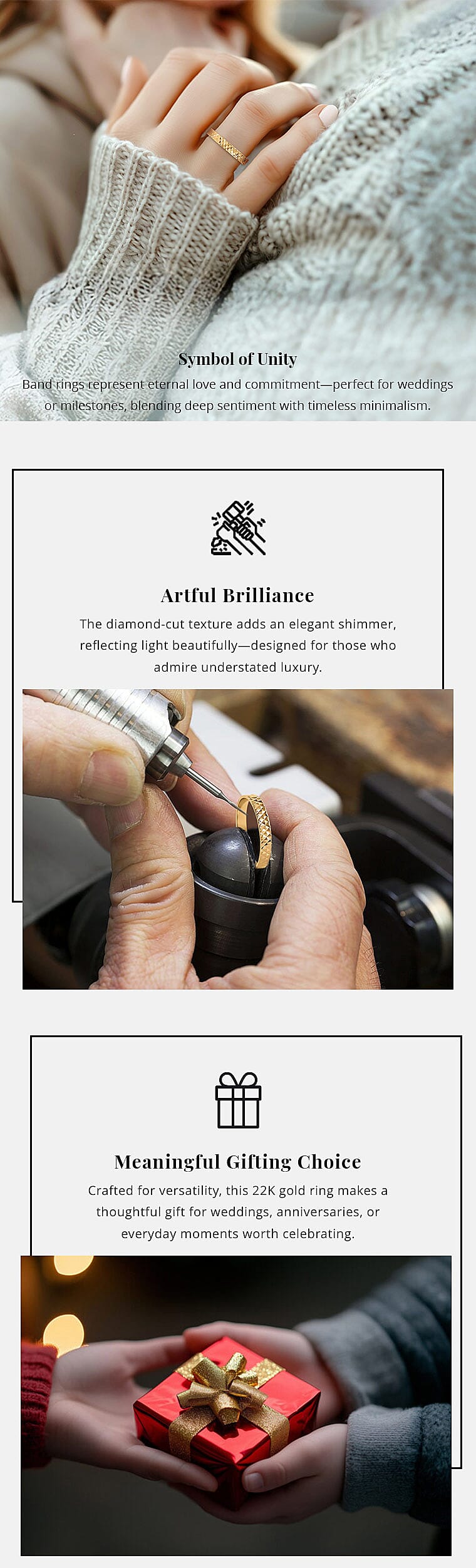 Diamond-Cut Band Ring in 22K Yellow Gold Banner