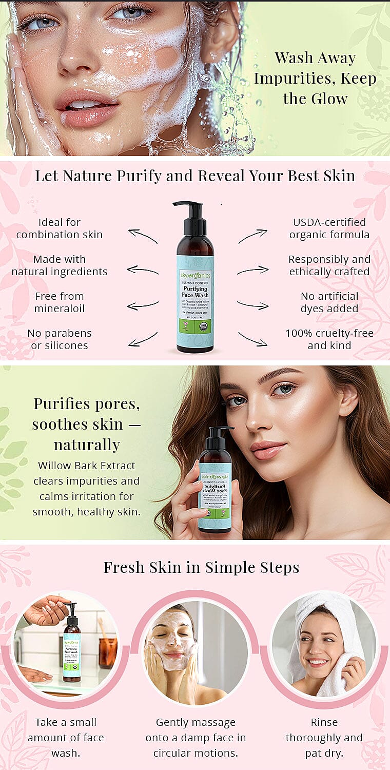 Closeout Sky Organics Purifying Face Wash with Willow Bark Extract BOGO Banner