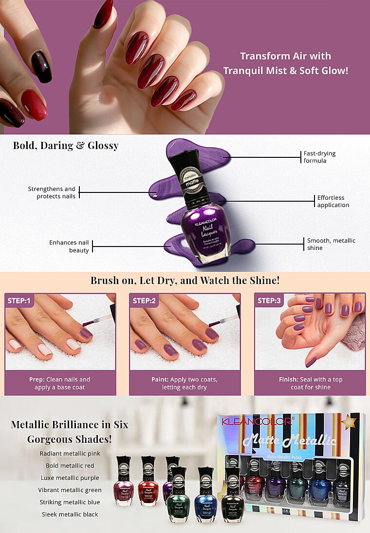 Closeout KleanColor Matte Metallic Nail Polish Sets-6pc Banner