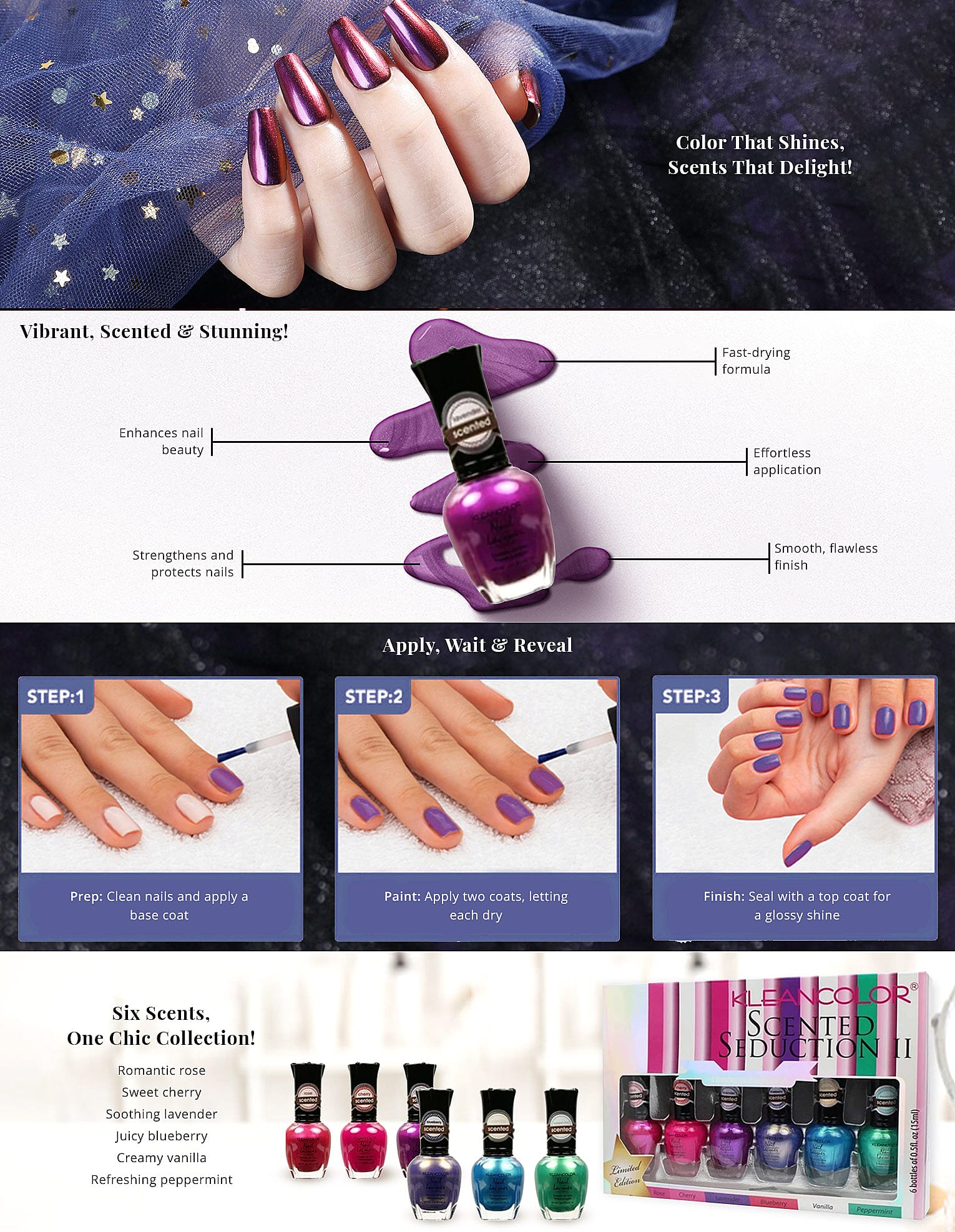 Closeout KleanColor Scented Seduction II Nail Polish Sets-6pc Banner