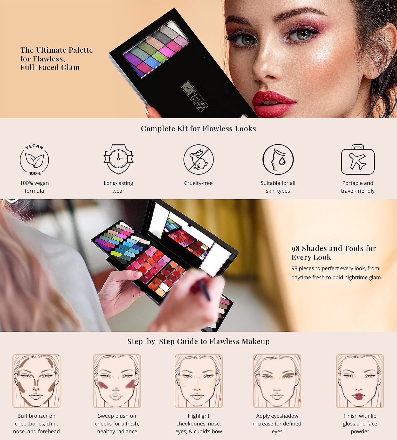 Closeout Malibu Glitz 98 Color Makeup Kit Banner