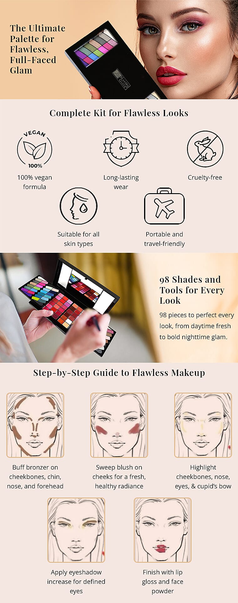 Closeout Malibu Glitz 98 Color Makeup Kit Banner