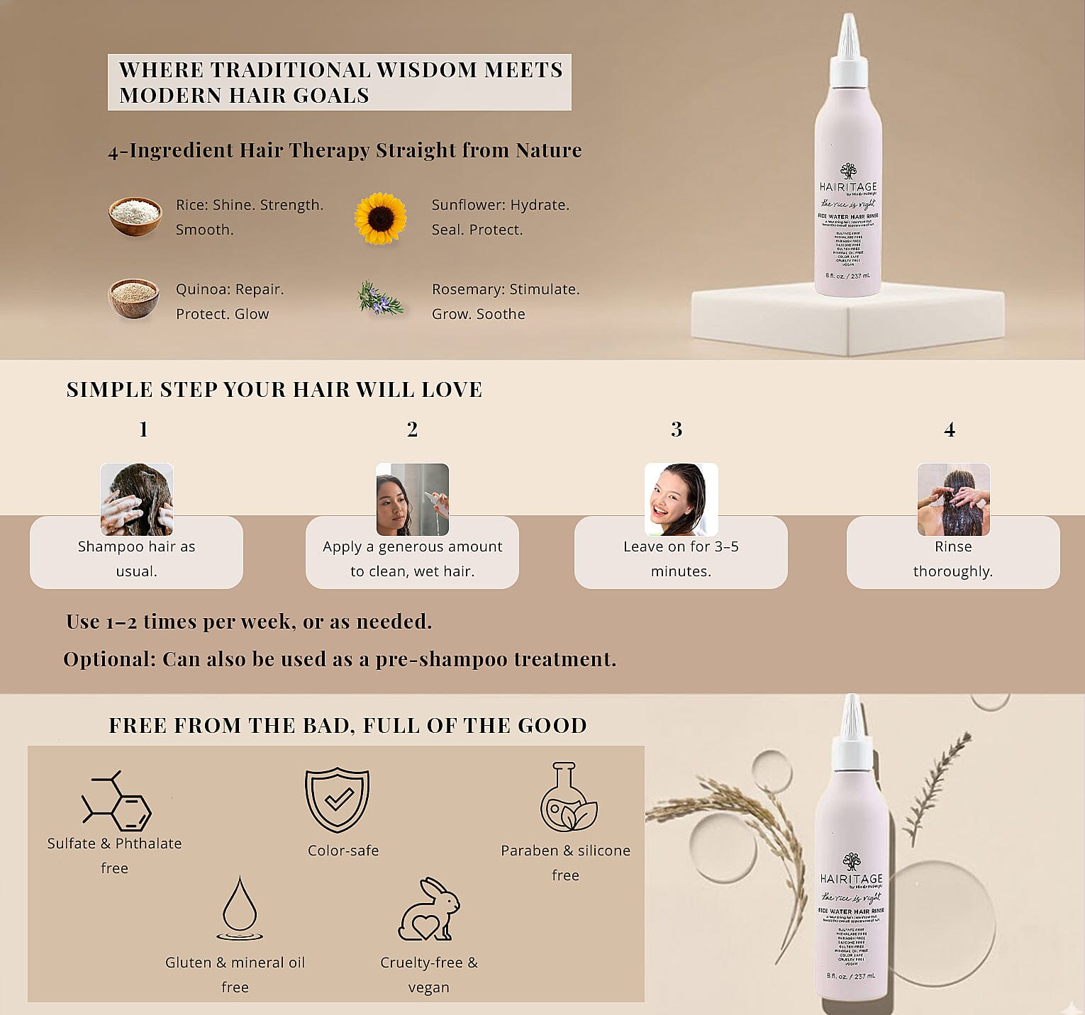 Closeout Hairitage The Rice Is Right Rice Water Hair Rinse (8oz) Banner