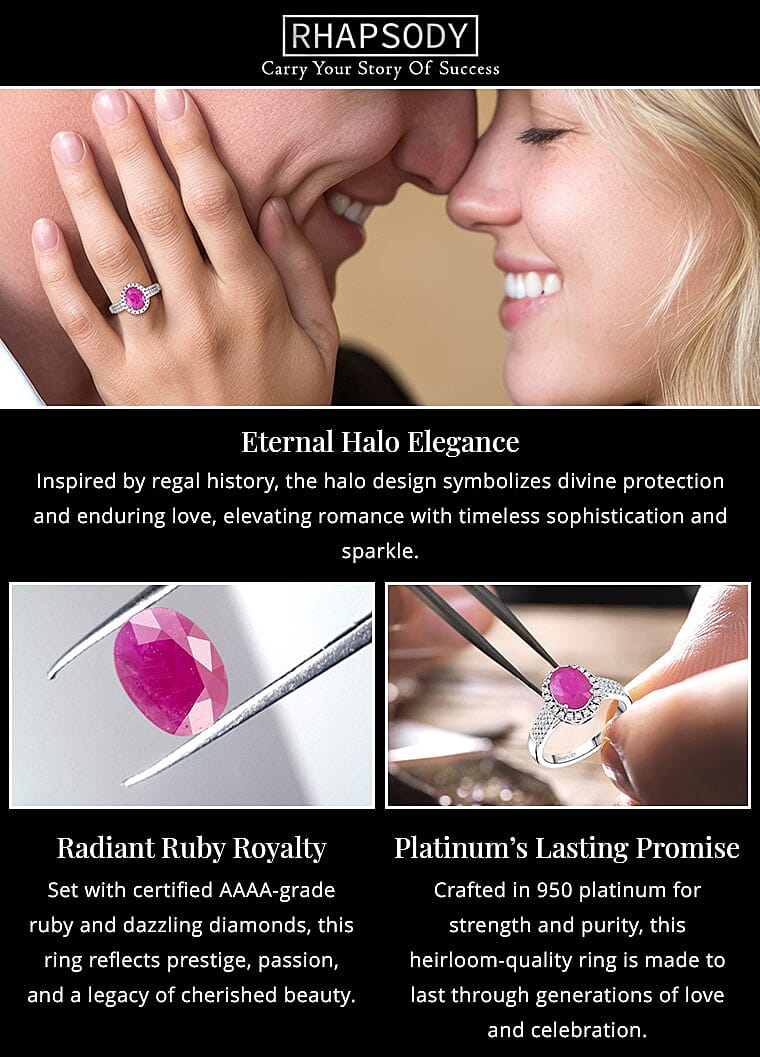 Certified & Appraised Rhapsody AAAA GORONGOSA Mozambique Ruby and E-F VS Diamond 2.15 ctw Ring Banner