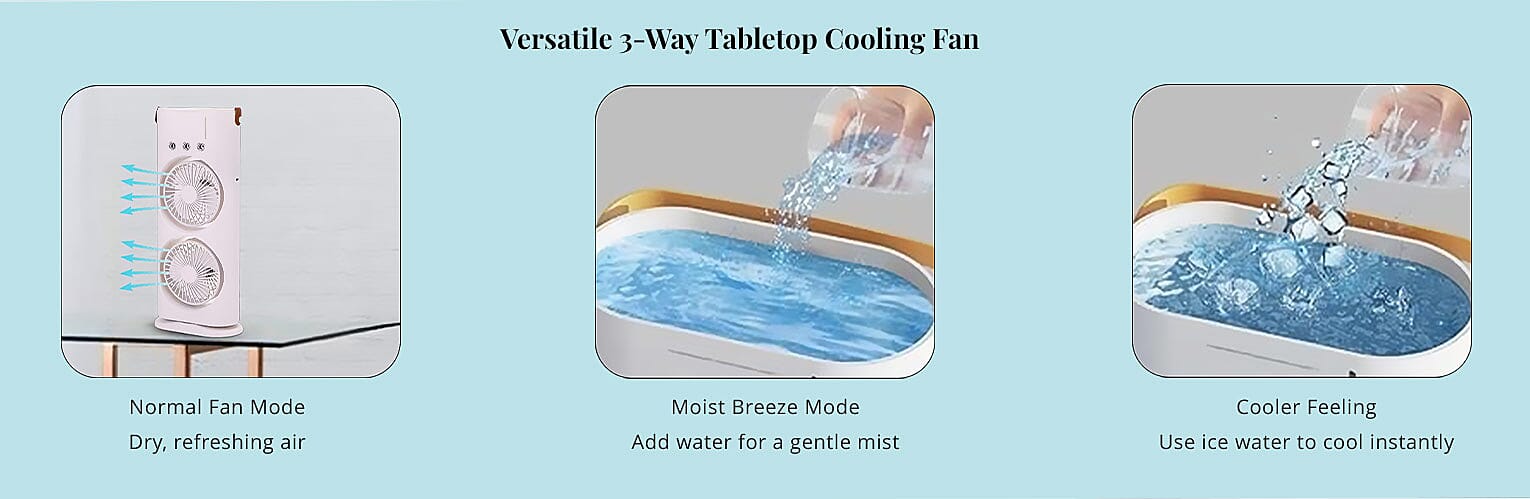 Versatile 3-Way Tabletop Cooling Fan Banner