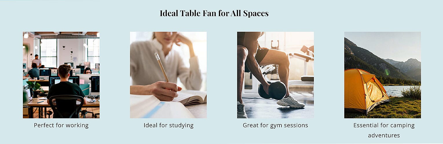Ideal Table Fan for All Spaces Banner