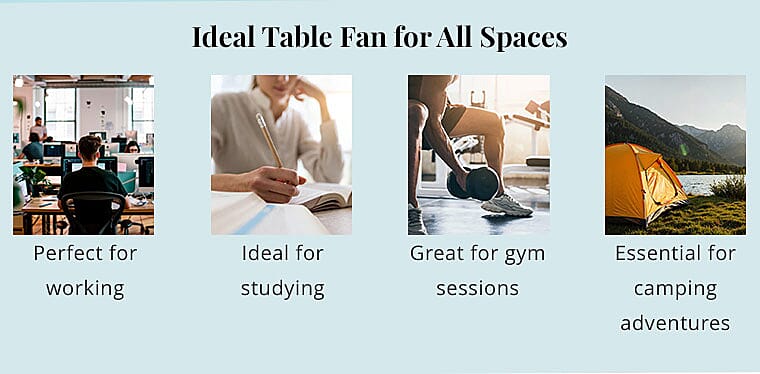 Ideal Table Fan for All Spaces Banner