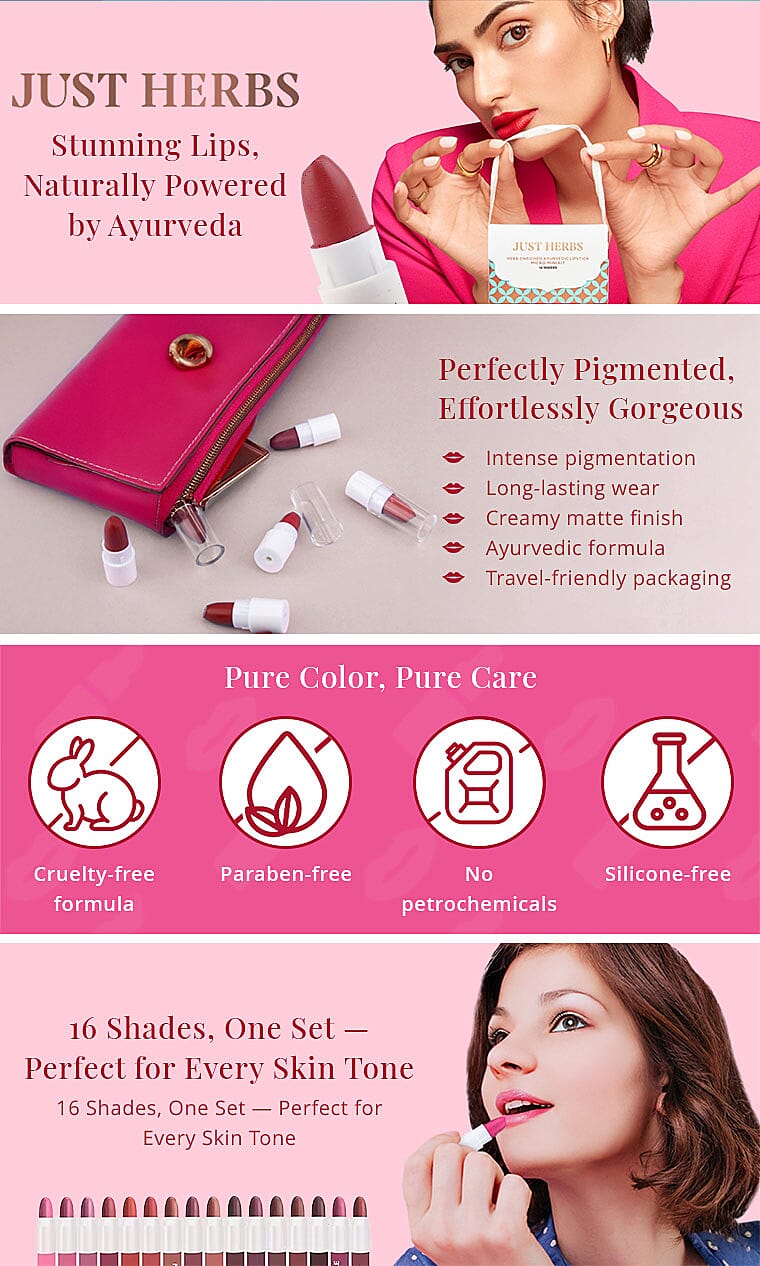 Just Herbs Herb-Enriched Ayurvedic Lipstick Micro Mini Set Banner