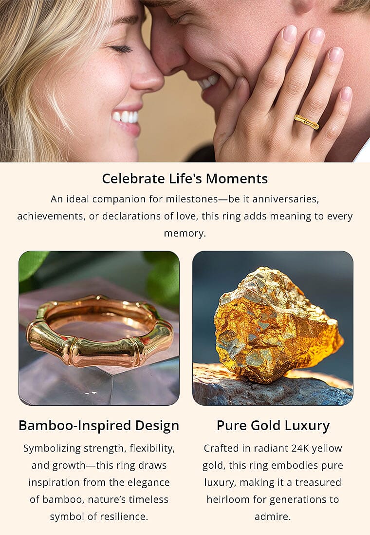 Bamboo Band Ring in 24K Yellow Gold Banner