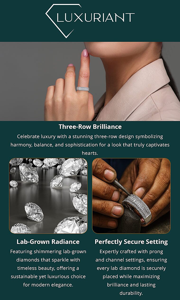 Luxuriant Lab Grown Diamond SI 1.00 ctw Dazzling Serenity Band Ring in Rhodium Over Sterling Silver Banner