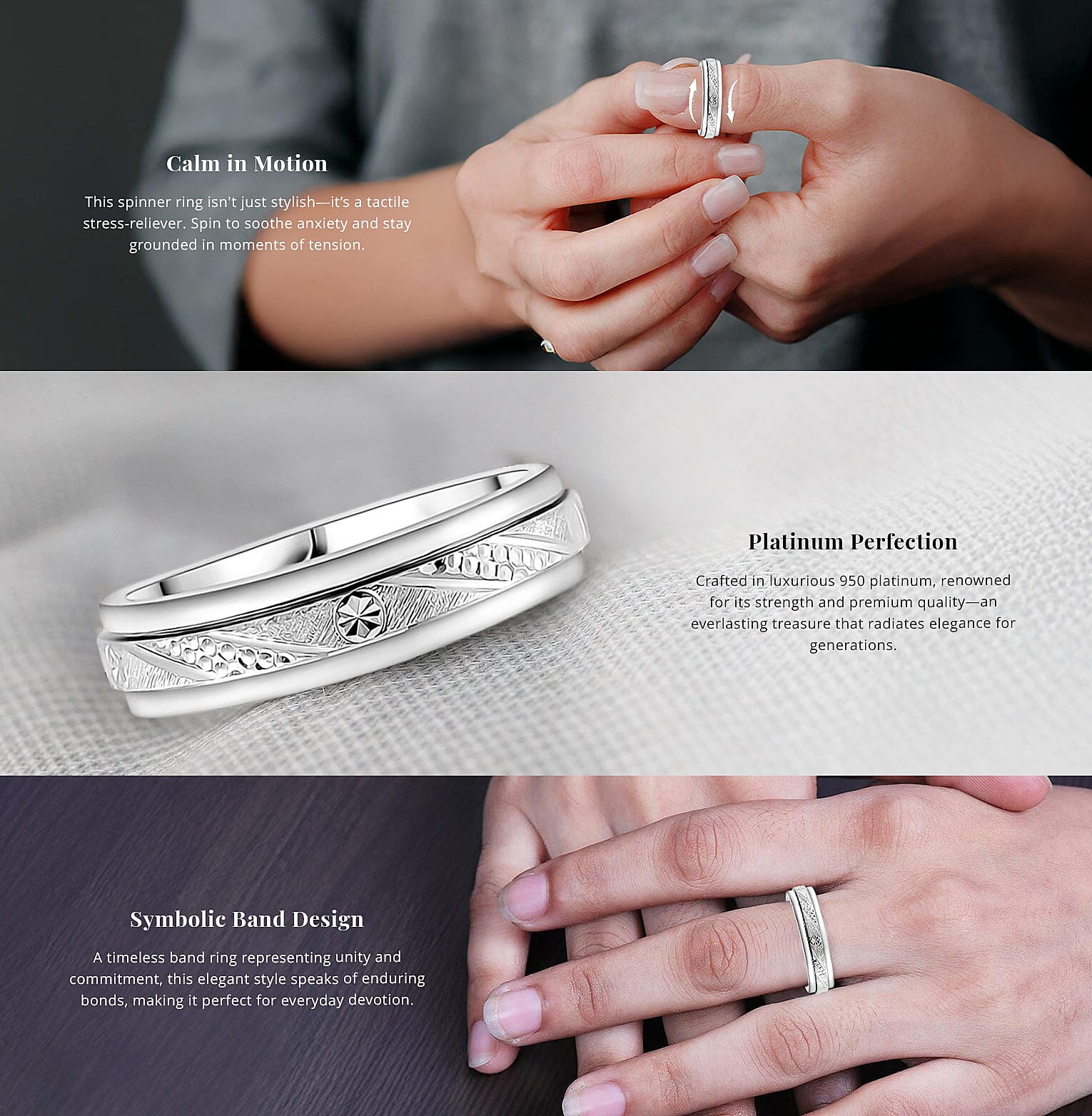 Spinner Band Ring in 950 Platinum Banner