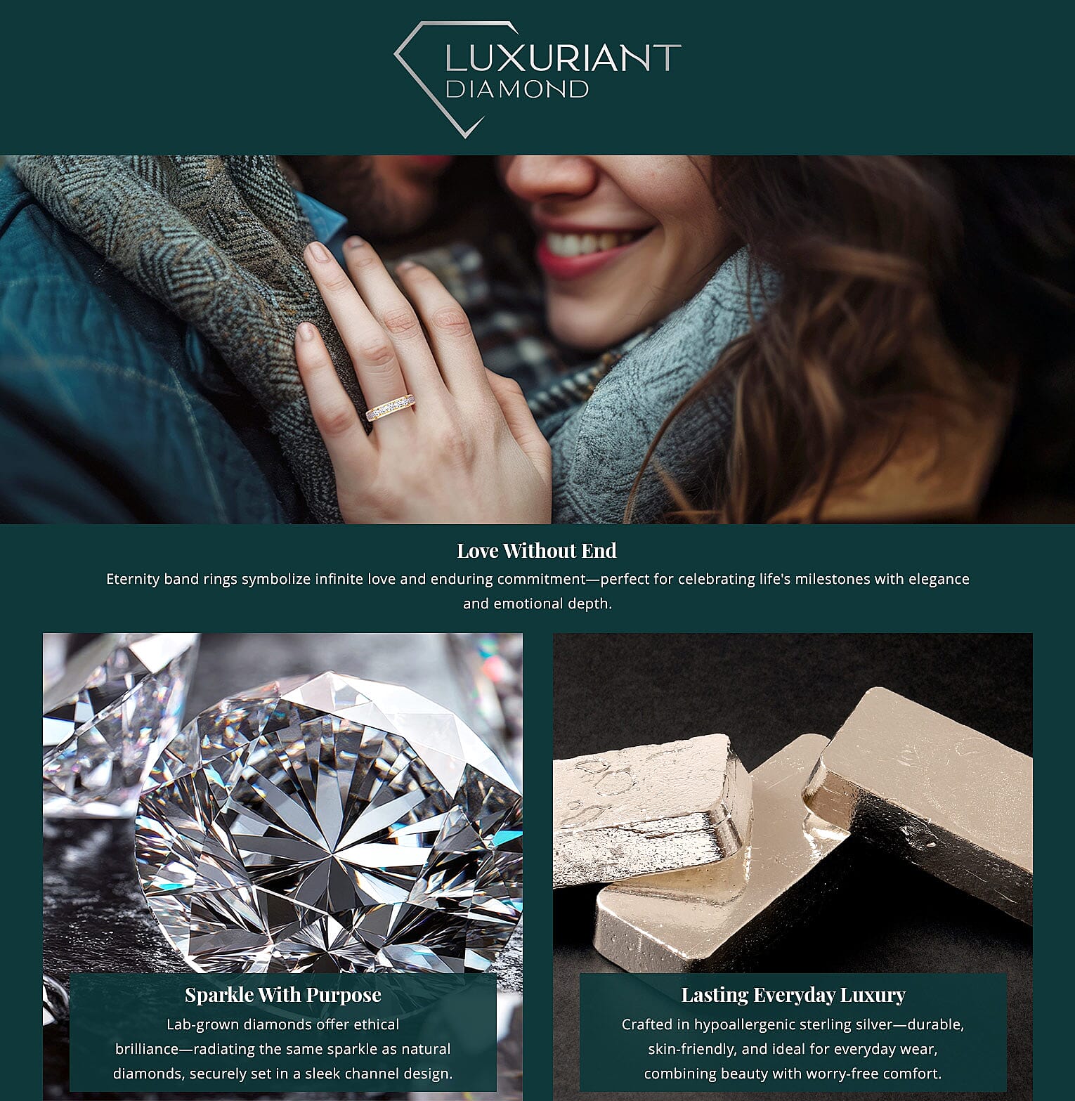 Luxuriant Lab Grown Diamond SI 1.50 ctw Half Eternity Band Ring Banner