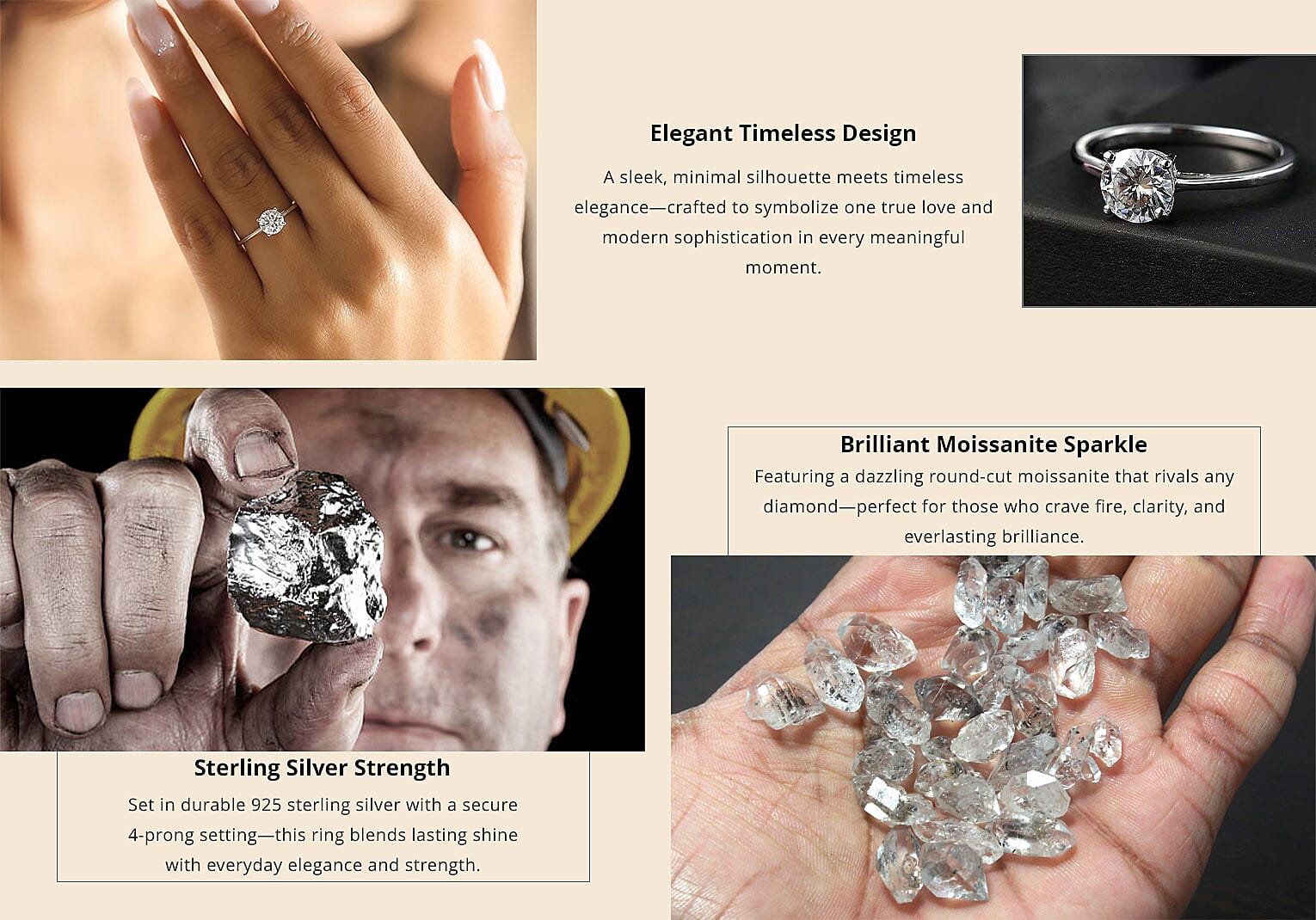 Moissanite 0.90 ctw Solitaire Ring in Rhodium Over Sterling Silver Banner