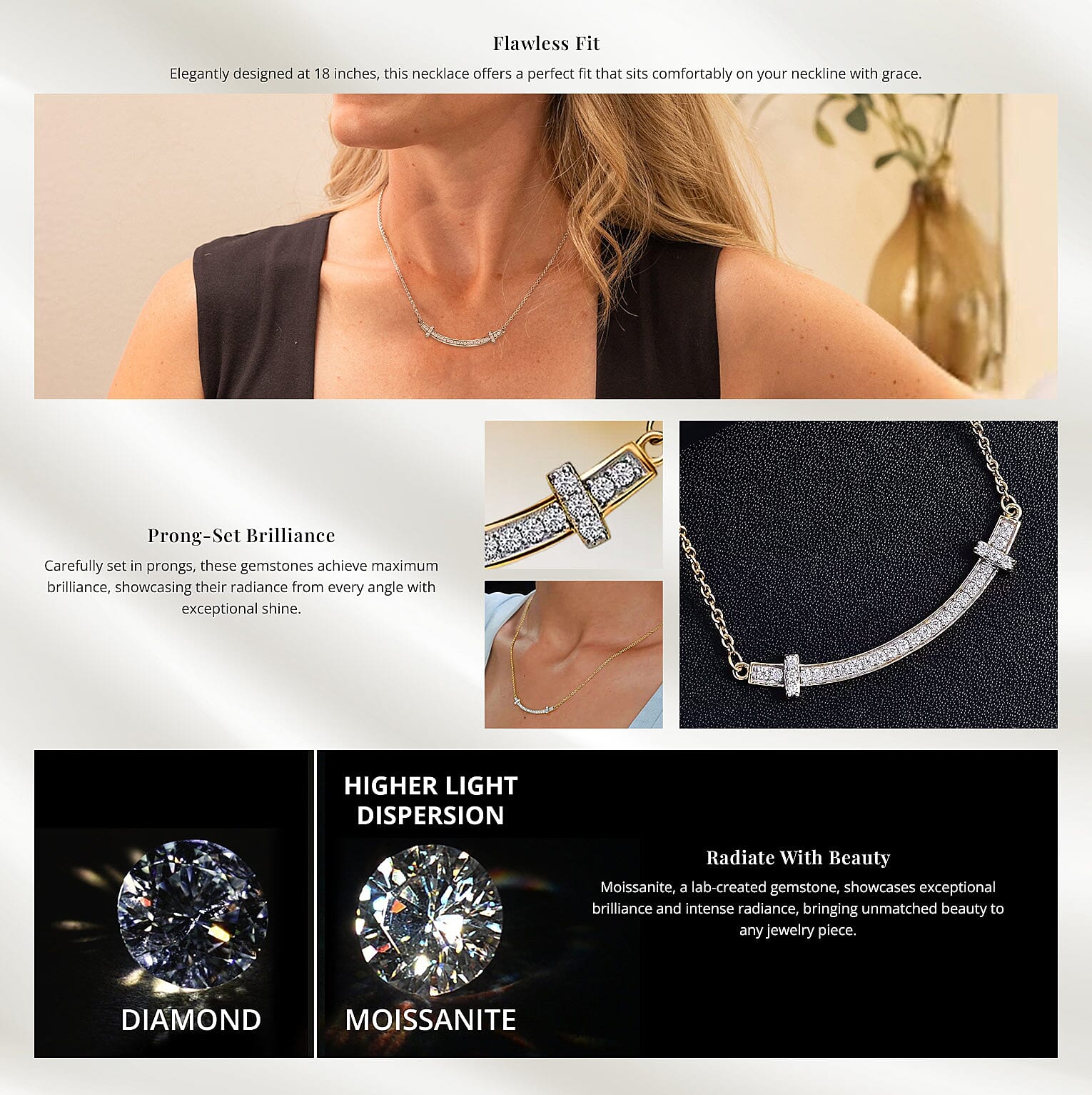 Moissanite Necklace in Vermeil Yellow Gold Over Sterling Silver Banner