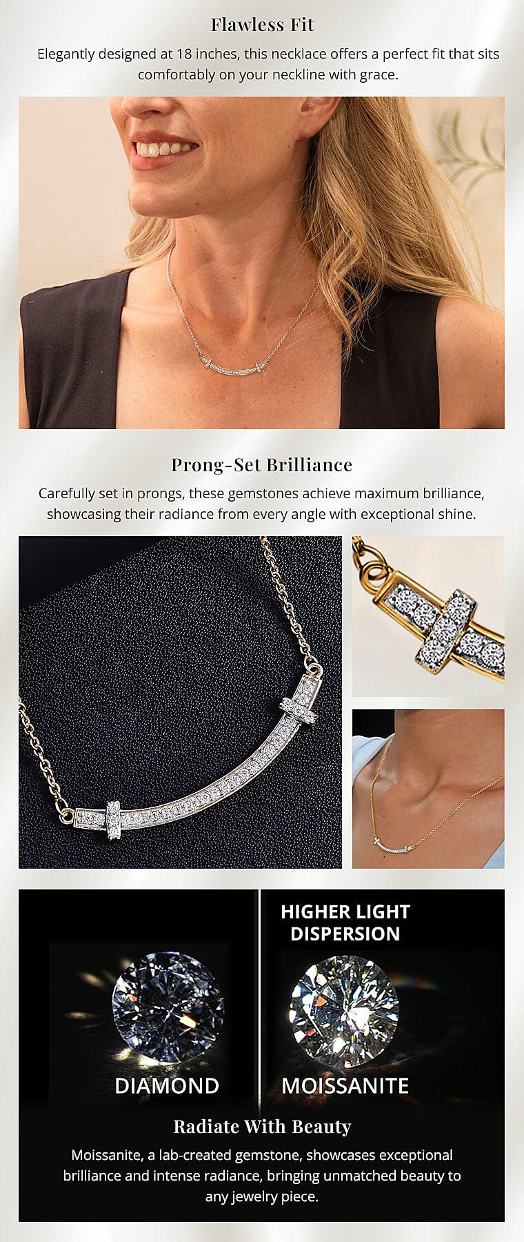 Moissanite Necklace in Vermeil Yellow Gold Over Sterling Silver Banner