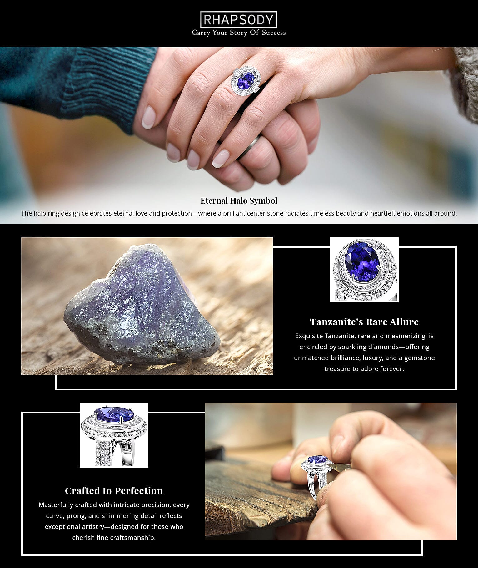 Certified & Appraised Rhapsody AAAA Tanzanite and E-F VS Diamond 6.32 ctw Ring Banner