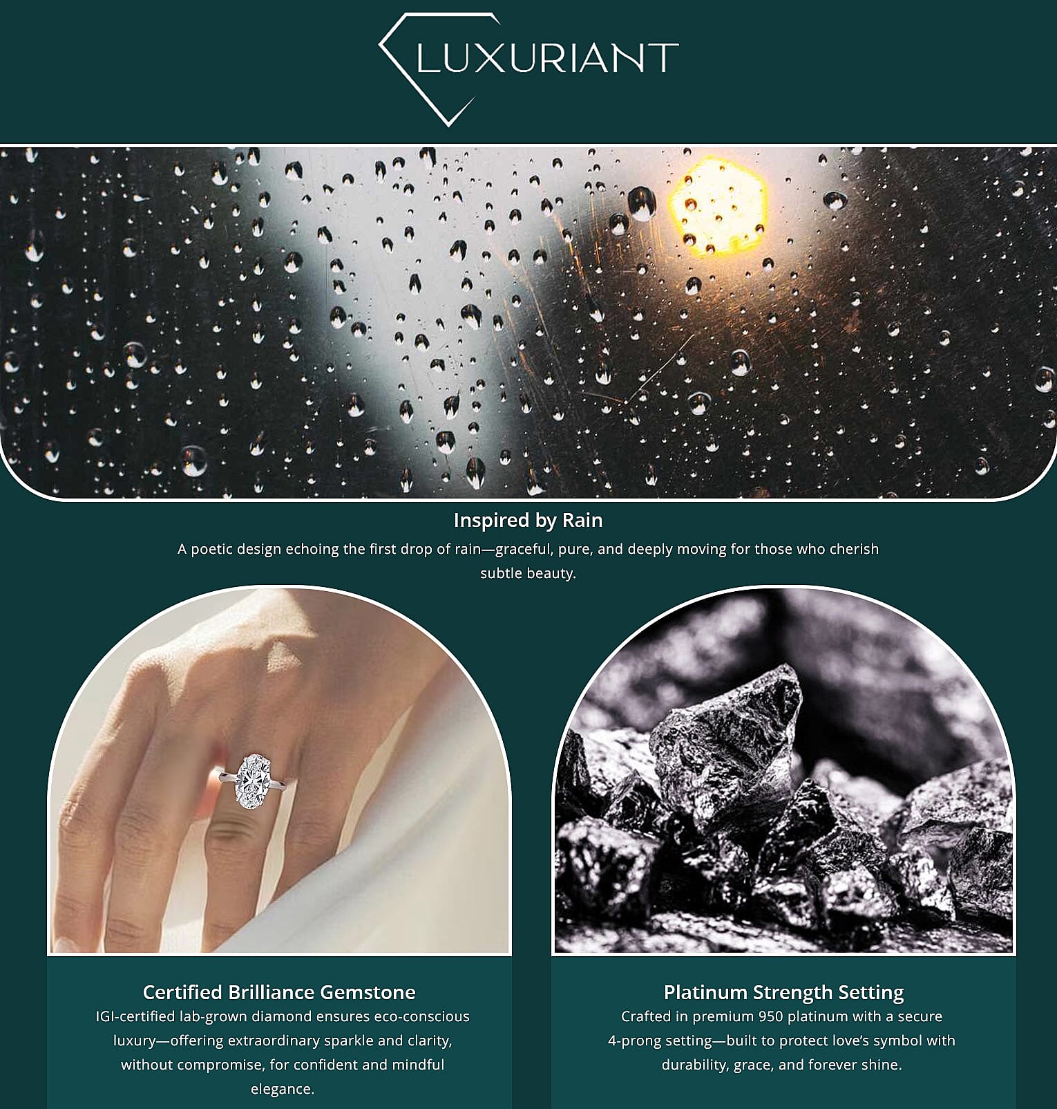 IGI Certified Luxuriant Lab Grown Diamond G VS2 3.00 ctw Solitaire Ring in 950 Platinum 4.50 Grams Banner