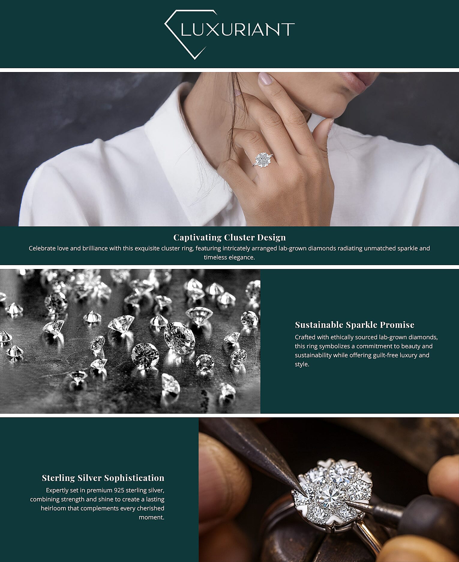 Luxuriant Lab Grown Diamond G-H SI 2.00 ctw Ring in Platinum Over Sterling Silver Banner