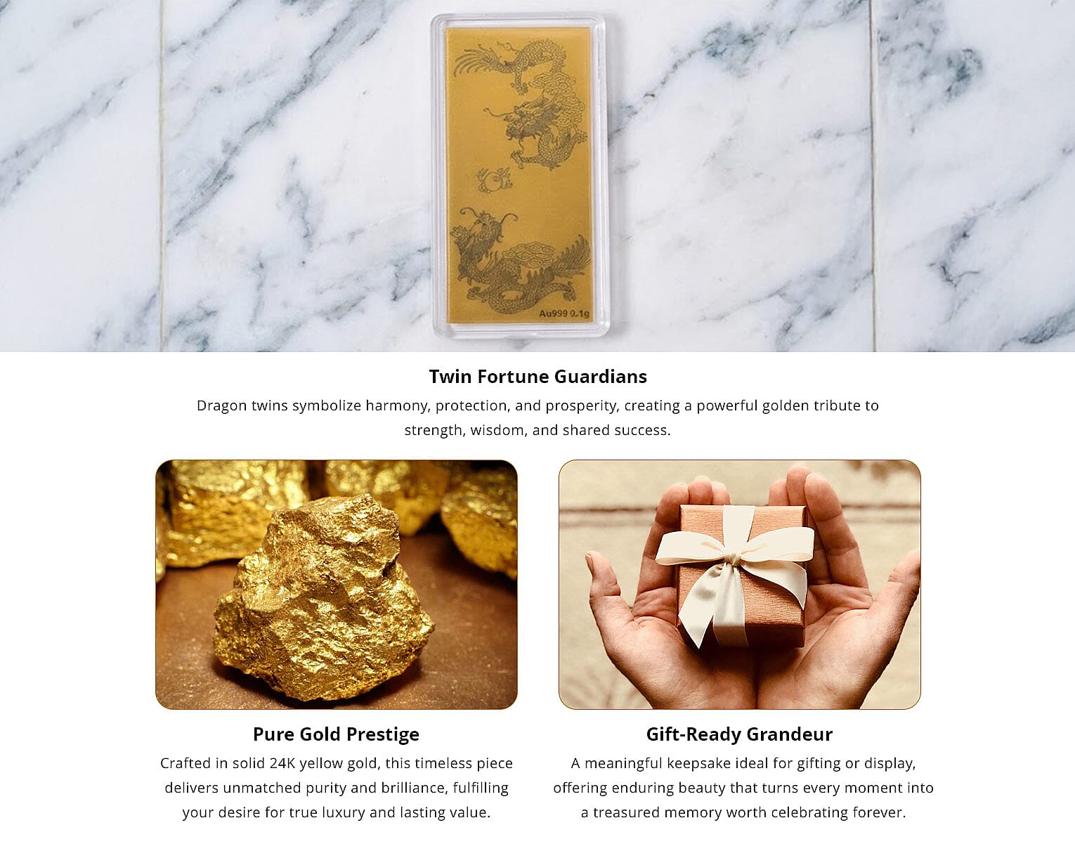 24K Gold The Dragon Twins Emboss Sheet 100mg Banner