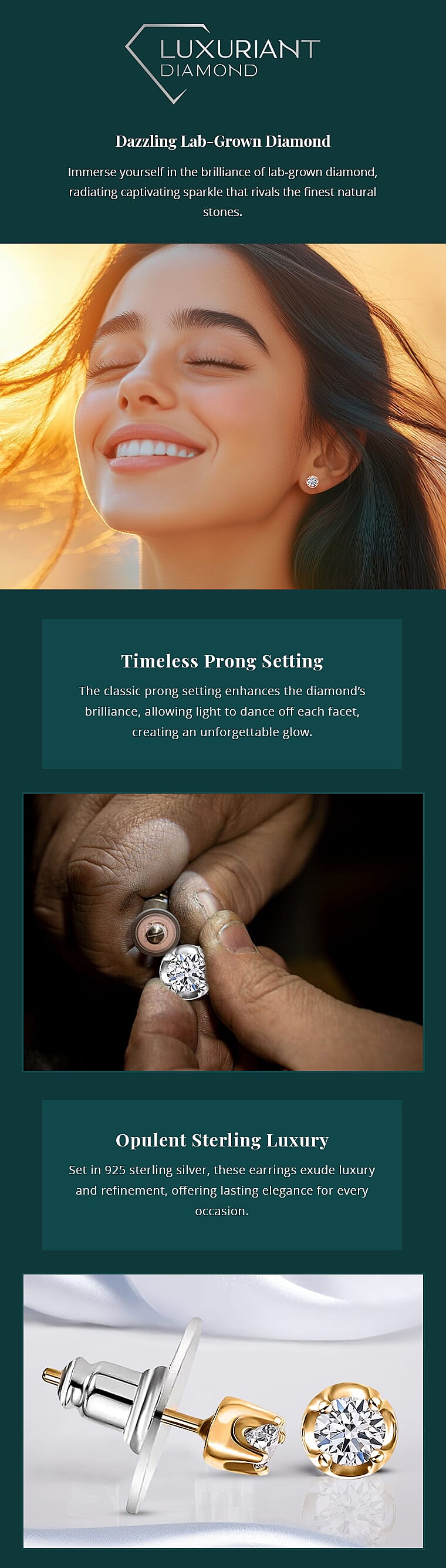 Luxuriant Lab Grown Diamond (I2) 0.20 ctw Solitaire Stud Earrings Banner