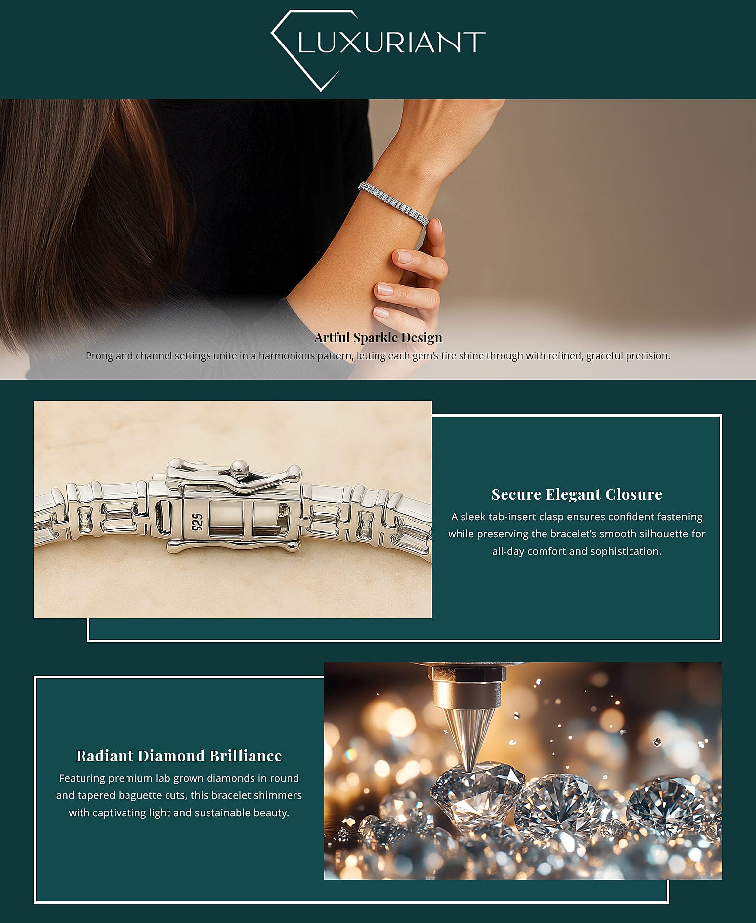 Luxuriant Lab Grown Diamond G SI 5.00 ctw Bracelet in Rhodium Over Sterling Silver (7.25 In) Banner