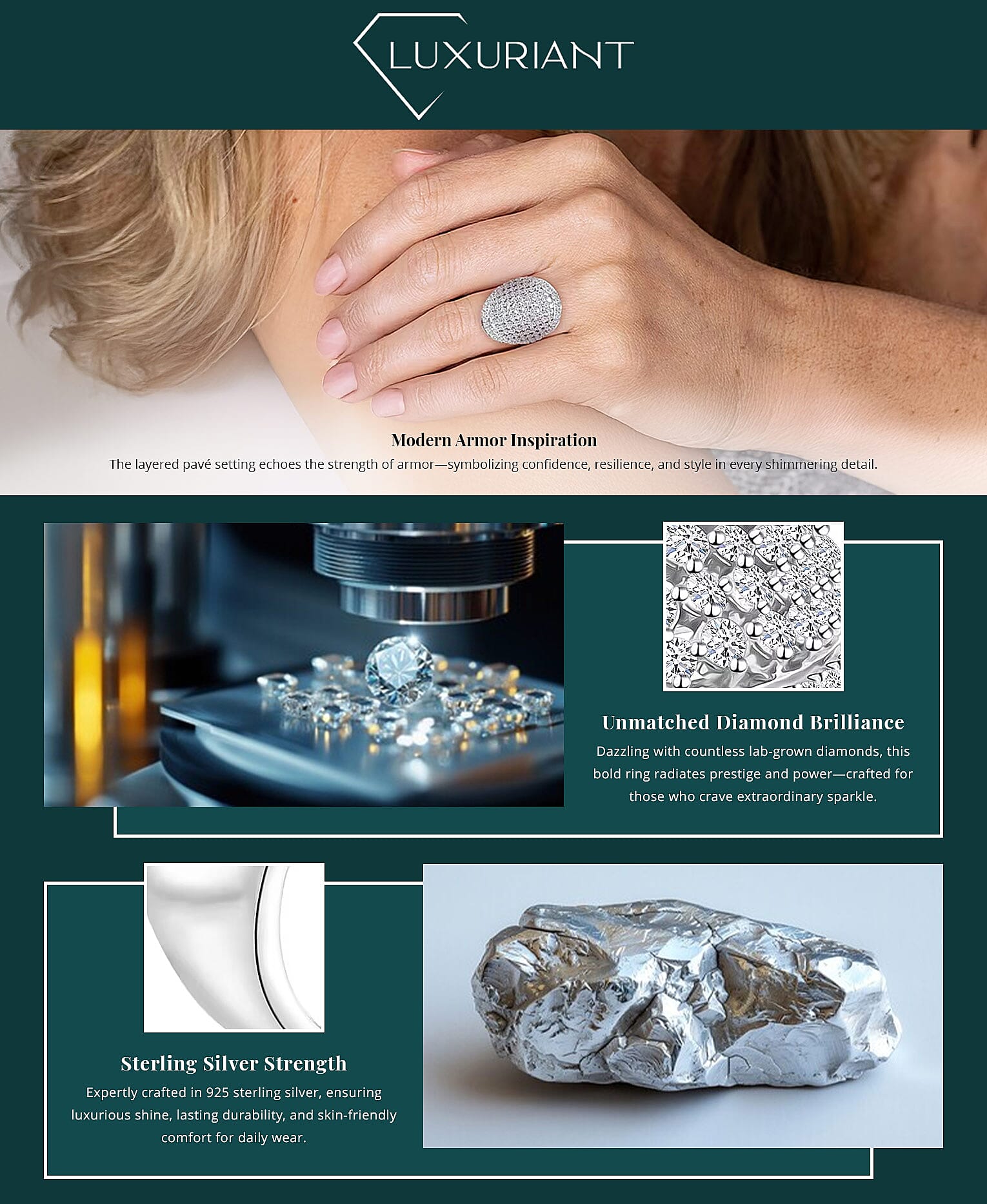 Luxuriant Lab Grown Diamond G SI 3.25 ctw Ring in Sterling Silver Banner