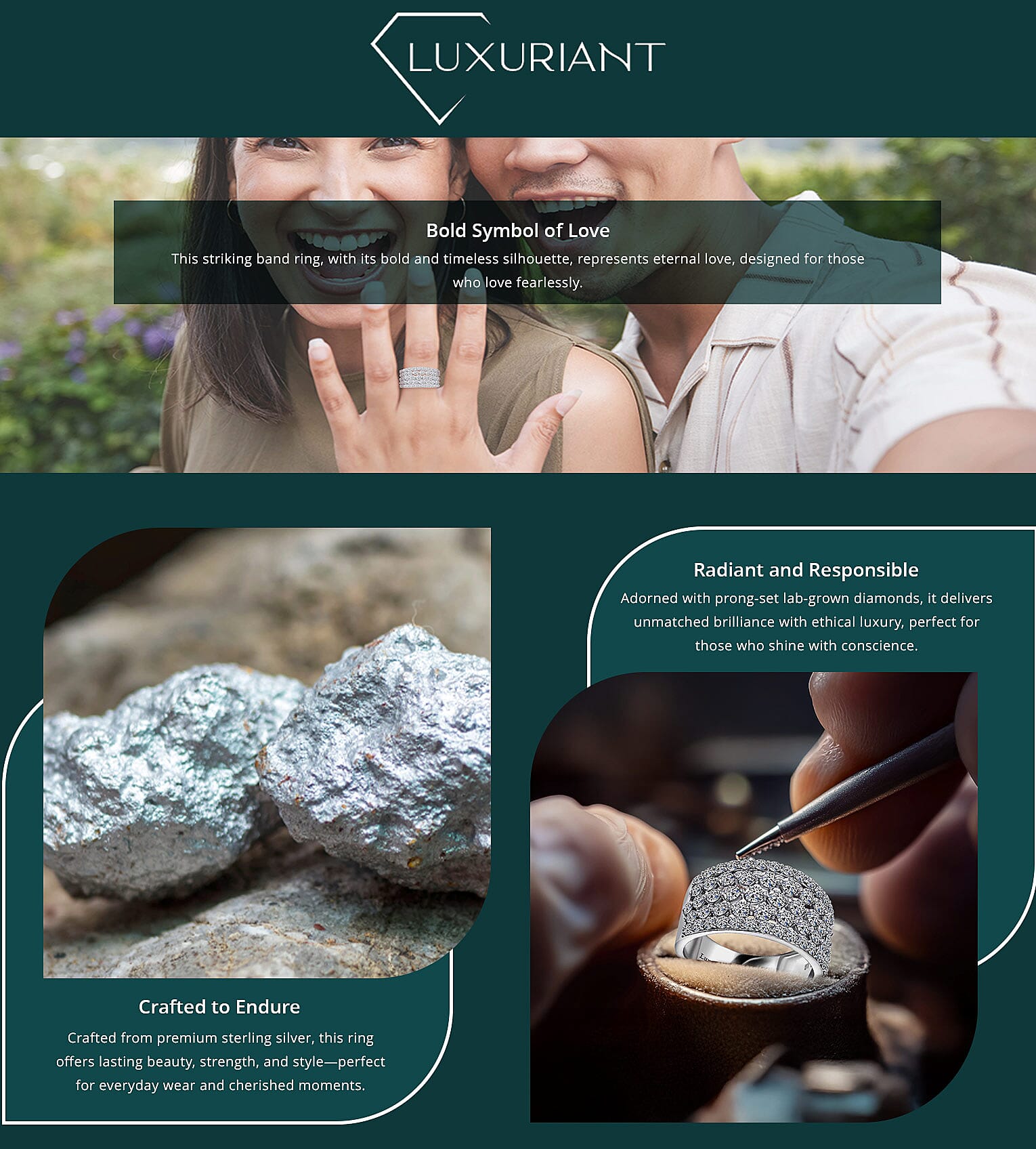 Luxuriant Lab Grown Diamond G SI 2.05 ctw Ring in Sterling Silver Banner