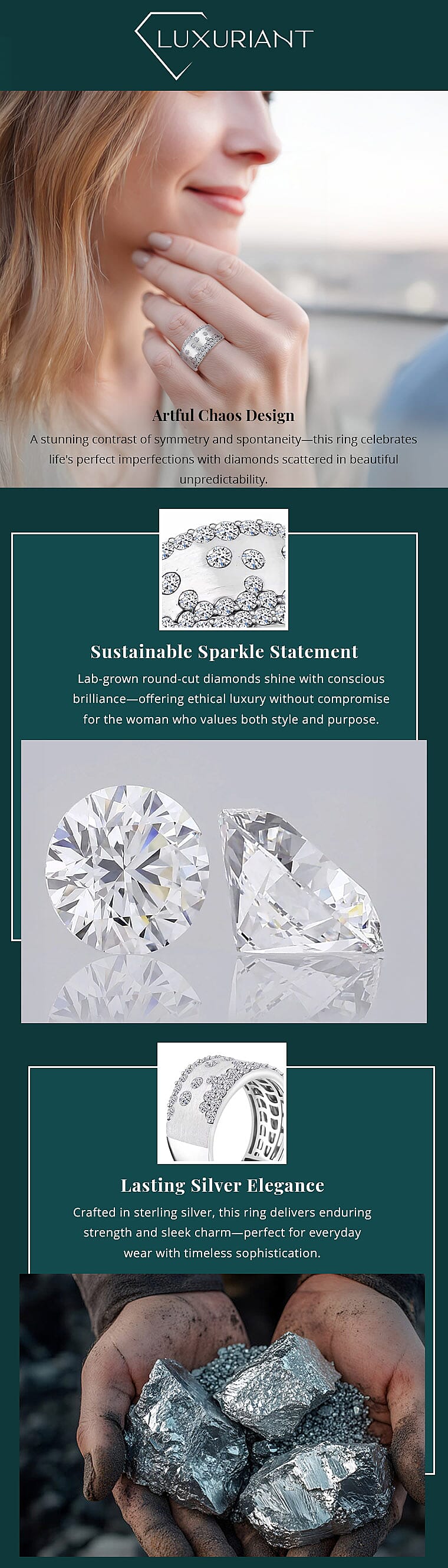 Luxuriant Lab Grown Diamond (G, SI) Ring in Sterling Silver Banner