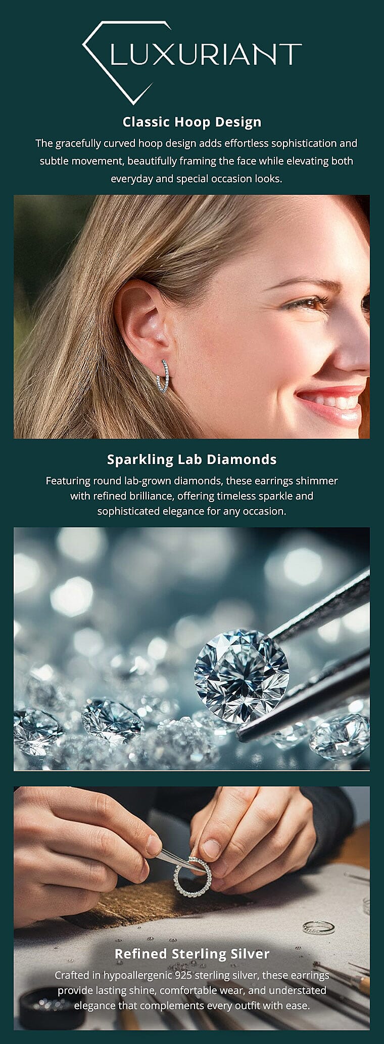 Luxuriant Lab Grown Diamond G SI 1.00 ctw Hoop Earrings in Sterling Silver Banner